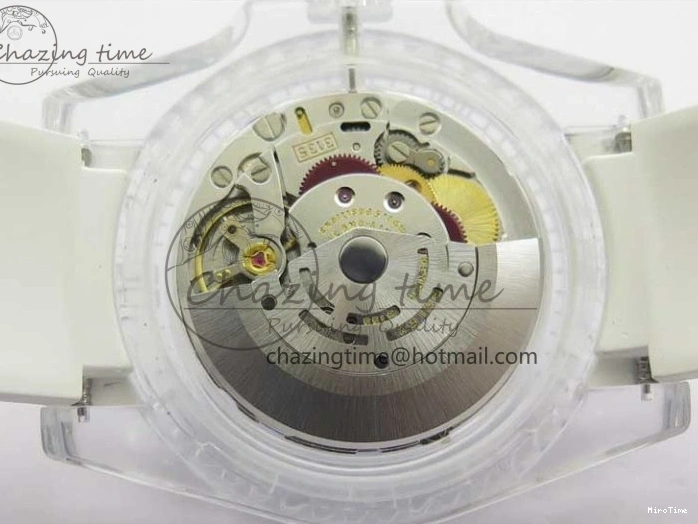 MiroTime 0123 Submariner Phantomlab Transparent KZF Best Edition Blue Fruit Dial on White Rubber Strap VR Classic 2563